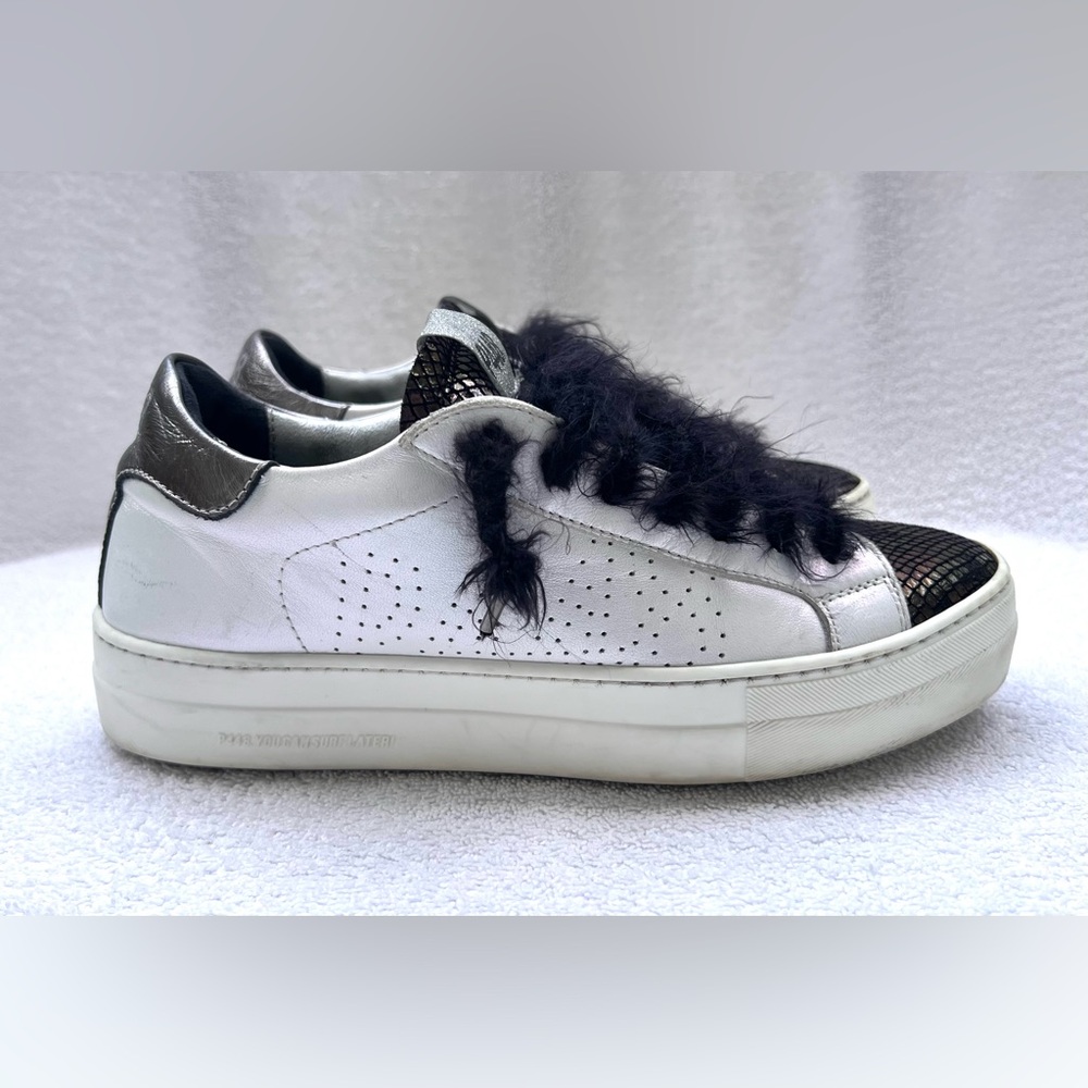 P448 Thea Platform Leather Sneakers - Turan - Sz EU 39 / US 8.5 - Picture 2 of 14